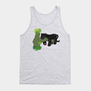 Cute jaguar black panther cat cartoon illustration Tank Top